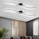 28W Linear Ceiling Light Black Modern LED Ceiling Light Fixture 6000K Aluminum 39.37Inch Long Ceiling Lamp for Hallway, Kitchen, Bedroom, Dining Room,2 Pack