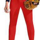 3 x DEVOROPA Girls Softball Pants Youth Boys Baseball Pants Durable Kids Fast Pitch Tee Ball Training Practice Pants with Pockets (Red, L)