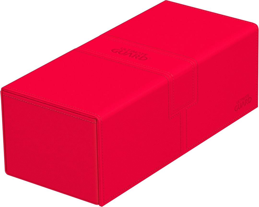 Ultimate Guard Twin Flip'n'Tray 266+, Deck Case for 266 Double-Sleeved TCG Cards + Dice Tray, Red, Independent Magnetic Closure & Microfiber Inner Lining