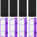HAPF30AT-Total Air HEPA Type Filter Compatible with Holmes AER1 Aller-gen Remover Filter for HAPF300AP-U4 and HAP242-NU, Funmit 4 True HEPA Filters & 8 Activated Carbon Pre-Filters, Purple