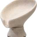 Self Draining Soap Dish with Suction Cup, Leaf Shaped Resin Soap Holder for Bathroom, Shower, Sink & Kitchen (Beige)
