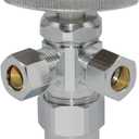 Eastman Multi-Turn Dual Outlet 3-Way Shut-Off Valve, 1/2 Inch CPVC x 3/8 Inch OD Compression, Chrome Plated, 04349LF