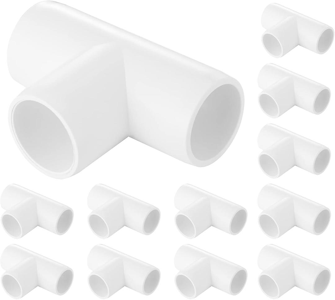 3 Way Tee PVC Fittings, 3/4-inch Furniture Grade Fittings, Tent PVC Connectors and Greenhouse Pipe Fittings(12 packs)