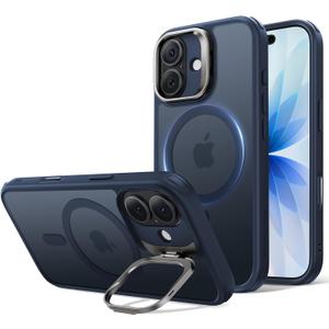 ESR for iPhone 17 Case with Stash Stand, Compatible with MagSafe, Military-Grade Drop Protection Magnetic Phone Case, Scratch-Resistant Back Cover,Frosted Blue