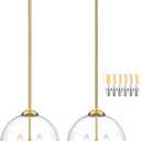 YSHomeStunn 12" Gold Pendant Lights 2 Pack Glass Globe Pendant Light Fixture Bedroom Mid Century Modern Pendant Lighting Brass Pendant Light for Kitchen Island Bedroom Living Room (Bulb Incl.)