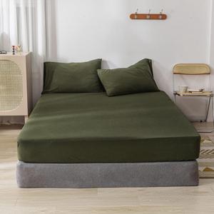 Jersey Knit Cotton Fitted Sheet 3 Piece - Ultra Soft, Wrinkle Free and Breathable, 15 Inches Deep Pocket Elastic Sheets with 2 Pillowcases, Solid Olive Green Queen