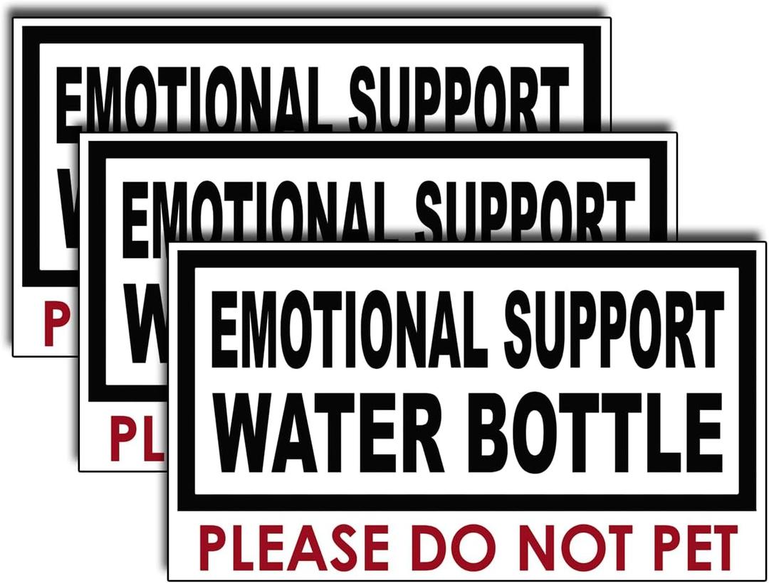 10 x (3Pcs) Emotional Support Water Bottle Please Do Not Pet Sticker Gifts Camping Gym Yoga Sticker Funny Decals Waterproof Vinyl for Water Bottles Tumbler Phone Laptops Skateboard Adults Kids Boys 3"x1.9"