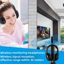 Wireless TV Headphones, Wireless Headphones for TV Watching with Transmitter Base, Wireless TV Headset with FM Radio Monitor Function for Seniors, Support RCA, AUX, Optic and Coaxial Audio Out Port