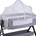 Portable Bassinet Cover for Cats & 2-Way Zipper, Bassinet Mosquito Net Cover, Breathable Bassinet Net Cover, Mosquito Net for Baby Crib to Keep Cats/Bugs Out (White)