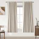 UHITECH Black Out Curtains 60 Inch Long for Bedroom 2 Panels Set Linen Textured Thermal Oatmeal Curtain for Living Room Darkening for Small Windows Rod Pocket Modern Shower Drapes for Bathroom