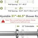 AmazerBath 31-46.5 Inches Spring Tension Shower Curtain Rod, Short Shower Rod Rust Proof Bathroom Curtain Rod, Adjustable Shower Tension Rod No Drill Easy Segmented Installation, Nickel