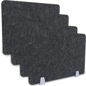 4 Packs Privacy Desk Dividers Acoustic Desk Panel 16x24 Inch Noise Reducing Desk Privacy Panel and Visual Distraction with Metal Clip for Student Offices School (Black)