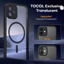 TOCOL for iPhone 12 Case, Compatible with Magsafe, Full Camera Protection, Built-in Magnetic Ring, Translucent Matte Phone Case for iPhone 12 6.1 inch (Black)
