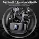 Wireless Earbuds, Bluetooth 5.4 Headphones HiFi Stereo, Bluetooth Earbuds with ENC Noise Cancelling Mic, IP7 Waterproof in Ear Earphones, 48H, LED Display Ear buds for Pad Phones Workout Sports, Black