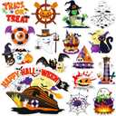 16Pcs Halloween Cruise Door Magnets Decorations Reflective Halloween Cruise Ship Door Decor Pumpkins Bats Spider Magnetic Stickers for Carnival Cruise Refrigerator Cars Fridge Holiday Party