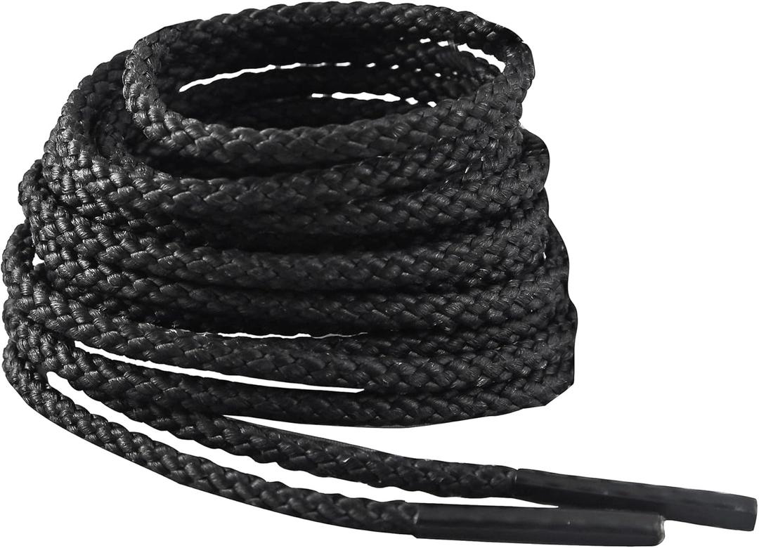 IRONLACE Unbreakable Round Bootlaces - Indestructible, Waterproof & Fire Resistant Laces, 1500-Pound Breaking Strength/Pair (45-Inch, Black)