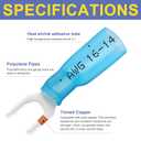 Haisstronica 100pcs #10 Blue Marine Grade Heat Shrink Fork Connectors,16-14 Gauge Insulated Electrical Crimp Wire Terminals