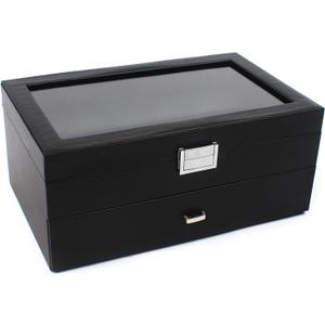24 Slot Watch Case, Luxury Carbon Fiber Watch Box, Exquisite Watch Display Organizer for Men Women Watch and Jewelry Holder Cabinets 13.4 * 8.3 * 5.8inch