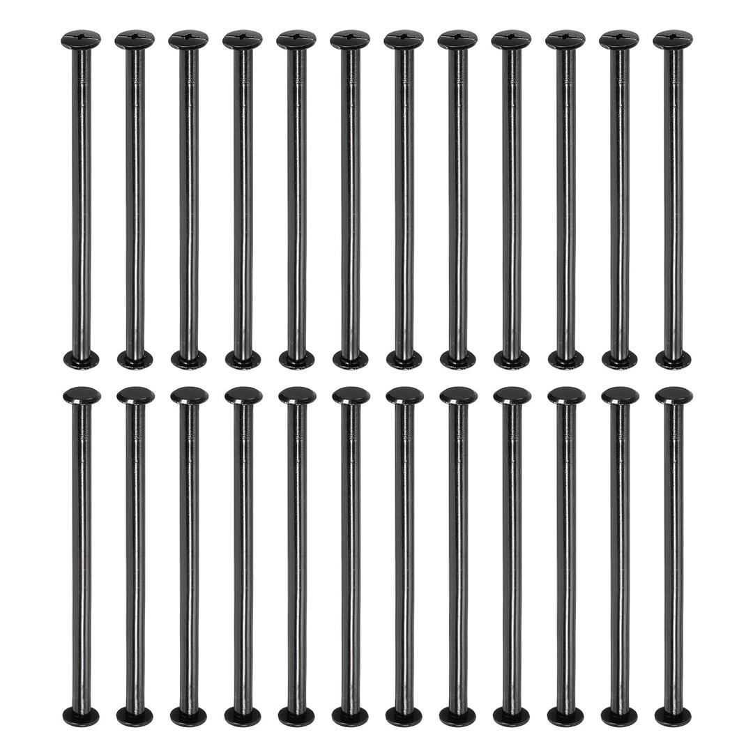 PATIKIL 24 Sets Chicago Screws, 90mm l Chicago Screws Phillips Binding Post Screw Bolts Leather Rivets Fasteners Connectors for Leather Belt Scrapbook Photo Albums, Black