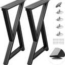 Metal Table Legs Heavy Duty, 28H x 18W, Metal Furniture Legs for Dining Desk Bench and Coffee Table, Industrial Black DIY Iron Bench Legs, Set of 2 (Z Shape)
