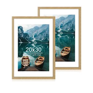 Hongkee 20x30 Frame Set of 2, Natural Oak Wood Style for 16x24 Mat
Display Posters 16 x 24 with Mat or 20 x 30 No Mat, Wall Mounting for Photos, Artwork; Fits Home, Office & Gallery Wall Decor