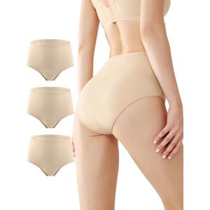 BATTEWA Incontinence Underwear for Women,Leak Proof Underwear Washable Absorbency Cotton Panties Bladder Leakage Protective 50ML(Beige,Medium,3-Pack)