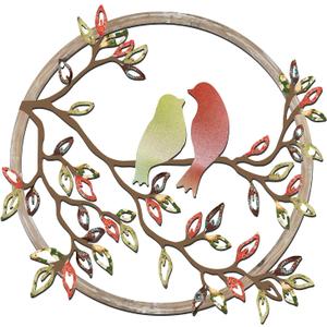 Ferraycle Metal Wall Art Bird on Tree Branch Silhouette Bird Art Decor for Living Room Garden Bedroom Office Home Wall Housewarming Party Decor(Elegant Color)