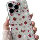 ZTOFERA Clear Christmas Case for iPhone 15 Pro Max 6.7 inch,Cute Merry Christmas Pattern Phone Case Gifts Translucent Silicone Hard PC +TPU Bumper Shockproof Protective Cover-Christmas Gift