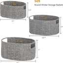 Vagusicc Wicker Storage Basket, Set of 3 Hand-woven Storage Baskets for Organizing, Round Large Wicker Baskets for Storage Decor, Pantry Storage Cubes Organization Baskets for Shelves, Grey