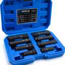 Spline Lug Nut Socket Set, 8 Piece SAE & Metric Locking Lug Nut Removal Tool, Wheel Lock Removal Kit for Easy Removing of Aftermarket & Factory Wheel Lug Nuts (Carbon)