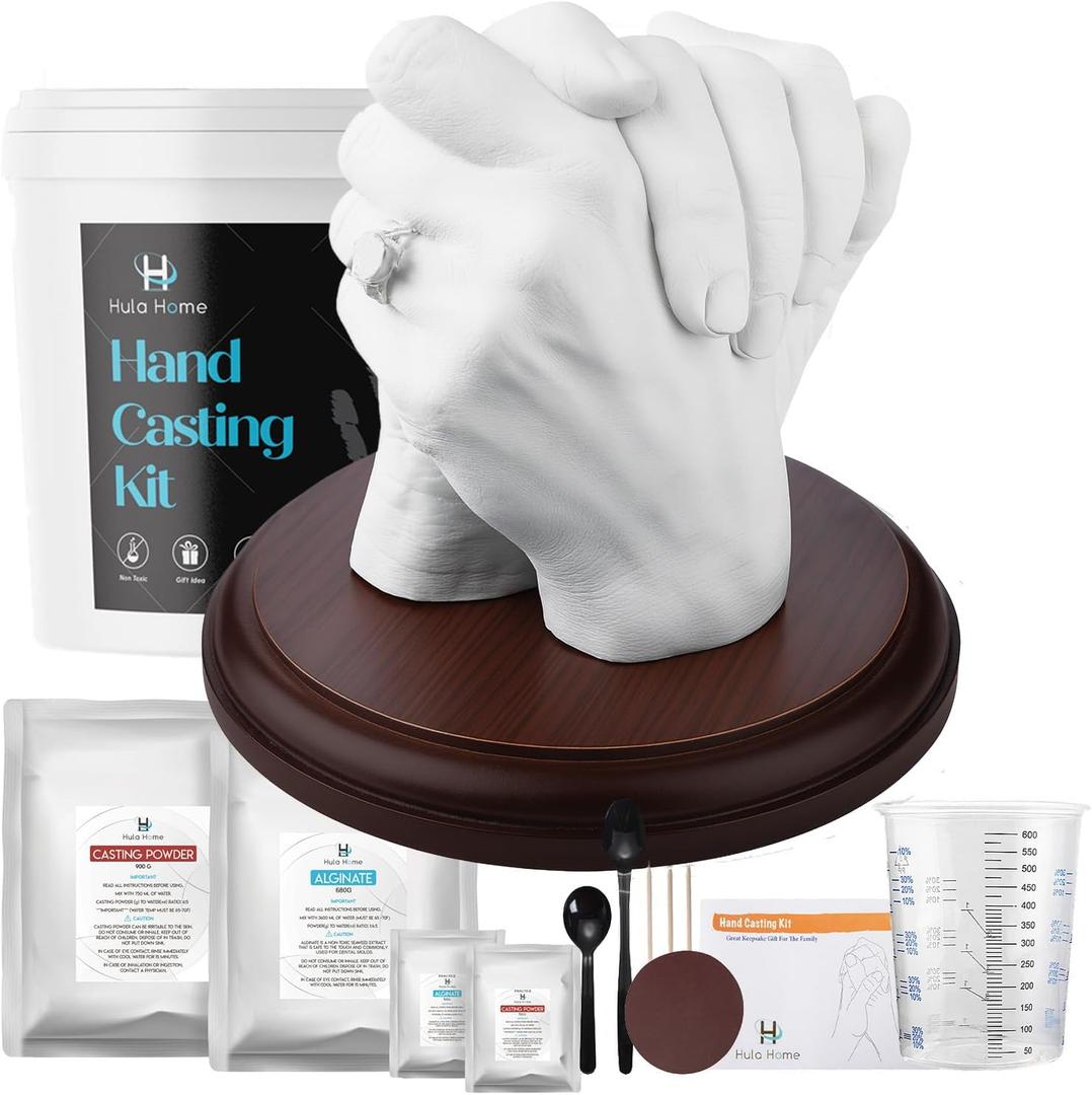 Hula Home Hand Casting Kit for Couples or Family with Mounting Plaque | Anniversary DIY Gifts Her & Him, Keepsake Sculpture Wedding Kids,