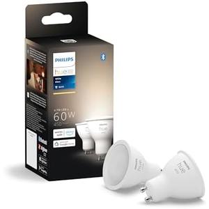 PHILIPS Hue Smart 60W GU10 LED Bulb, White Light, 1 Pack, 450LM, Indoor Light Bulbs, Control with Hue App, Compatible with Alexa, Google Assistant and Apple HomeKit