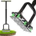 Lawn Aerator Spike Tool with 15 Iron Spikes & 6-Spring, Dual-Layer Self-Cleaning Design, Thickened Support Rod, Plastic Non-Slip Shell, Effortless Soil Loosening & Yard Aeration