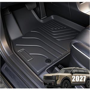 Floor Mats & Cargo Liner for 2027 Kia Telluride Gas Models(Not for Hybrid), Custom Fit TPE Floor Liners with Seat BackProtector, 7 & 8 Passenger All Weather Trunk Mat, KiaTelluride Accessories