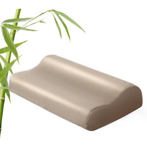 Cooling Pillowcase for Contour Pillow- Rayon Derived from Bamboo Contour Cervical Neck Pillow Case Cover- Breathable Silky Soft Pillowcase for Hot Sleepers,24 x14 x5/3.7 Inches 1 Piece Taupe