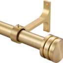 Single Curtain Rods 72-144 Inches, 1 inch Heavy Duty Adjustable Window Drapery Rod, Modern Round Decorative Windows Curtains Rods, Brushed Gold