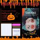 Halloween Nails Skeleton Press on Nails Short Length Fake Nails Square Shaped False Nails with Star Moon Halloween Designs for Glossy Acrylic Nail Full Cover Art Kit for Women 24 Pcs (Style1)