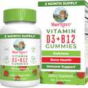 MaryRuth Organics Vegan Vitamin D3 + Vitamin B12 Gummies | 2 Month Supply | Supports Bone Health | Immune Support Supplement | Energy Supplements | Methyl B12 Vegan Non-GMO Gluten Free | 60 Servings