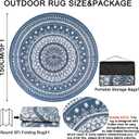 Cekene Round Outdoor Rugs for Patio 5Ft Waterproof Reversible Outdoor Patio Rugs Blue Lightweight Plastic Straw Rugs Portable RV Camping Mat Floor Carpet for Deck Porch Picnic