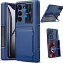 GBEE Kickstand Case for Samsung Galaxy Z Fold 5 with Card Holder, Built-in Slide Lens Cover & Screen Protector & Hinge Protection, Shockproof Rugged Stand Wallet Phone Case for Samsung Z Fold 5, Blue