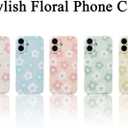 for iPhone 16 Case Cute Floral Women Girls Flower Aesthetic Design Vintage Shockproof Soft Girly Slim TPU Fashion Protective Phone Cover-White Pink