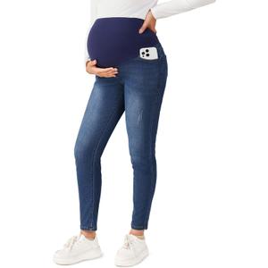 Maternity Jeans for Women Stretchy Skinny Maternity Pants Comfy Slim Pregnancy Denim Pants with Pockets, Small