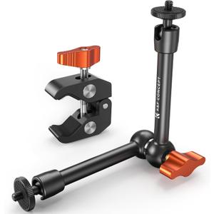 K&F CONCEPT 9.8" Magic Arm Clamp Kit with 1/4" & 3/8" Thread Screw 360 Ball Heads Articulating Magic Arm Camera Mount for Monitor, Flash, LED Light, Microphone, Camera Cage, Action Camera