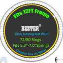 Trampoline Mat, Fits 12 Foot Round Frame, with 72 Rings & 124.4Inch Diameter, Fits 6.5" Springs, 10 Rows of Stitching for Longer Lasting, w/ Pull Hook and Gloves, Replacement Trampoline Mat 12ft