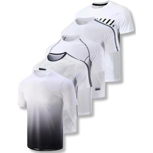 5 Pack Mens Active Quick Dry Crew Neck T Shirts | Athletic Running Gym Workout Short Sleeve Tee Tops Bulk (Medium)