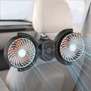 Hayousui Backseat Car Fan for Kids: Battery & USB Powered 5V/2A Rear Seat Car Cooling Fans, 3 Speed Independent Control, 360 Rotatable Auto Headrest Cooler for Vehicle Sedan Truck Pickup (Orange)