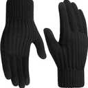 Winter Gloves women - Gloves for Cold Weather Thermal Womens Glove Touch Screen Elastic Vertical Stripe Fleece Liner Knit Glove for Women Men- 1 Black (Black)