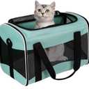 Cat Carrying Case Pet Dog Carrier Soft-Sided Cat Bag Airline Approved, Pet Travel Carrier Up to 15 Lbs, Collapsible Cats Carrier Dog Carrier for Medium Small Cats Dogs(17x11x11 Green)