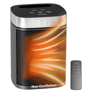 Small Portable Space Heater for Indoor Use  VOCRS 1500W PTC Electric Heater with Thermostat, Remote Control, 12H Timer, Eco and Fan Mode, Rapid and Safe Heating for Bedroom, Office