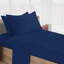 Springspirit 30" x 75" x 9" Cot Sheets, 4-Piece Set, Fitted Sheets for Twin/Camp Bunk/RV Bunk/Guest Beds, Navy